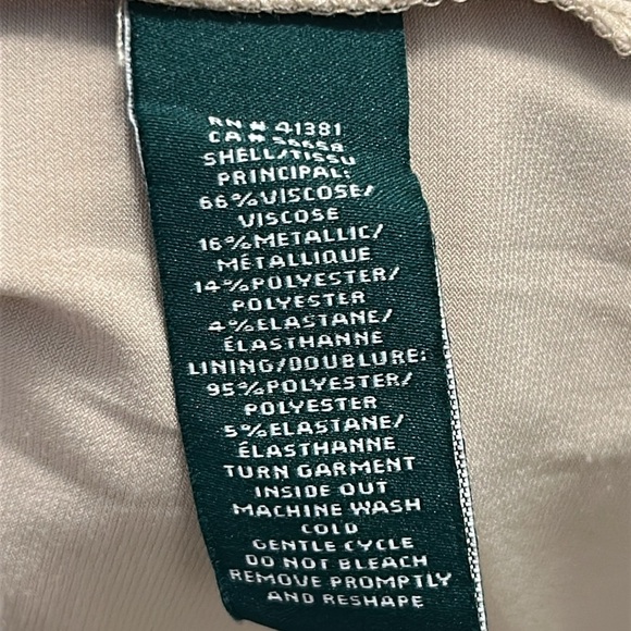 Lauren Ralph Lauren Gold Tone Sparkle Long Sleeve Cocktail Midi Dress Size 12 - Picture 17 of 17